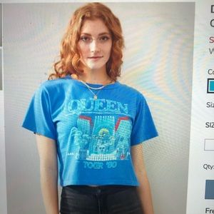Queen Tour 1980 front graphic Cropped Tee.